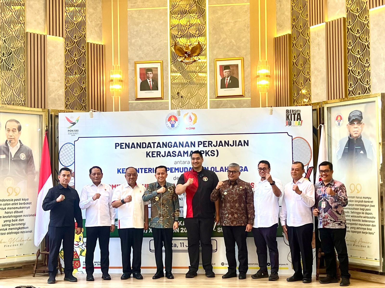 Disaksikan Dirtipikor Bareskrim POLRI dan Perwakilan Jamintel Kejagung, Kemenpora RI Lakukan Penandatanganan PKS dengan KONI Pusat, PB PON Aceh, dan PB PON Sumut